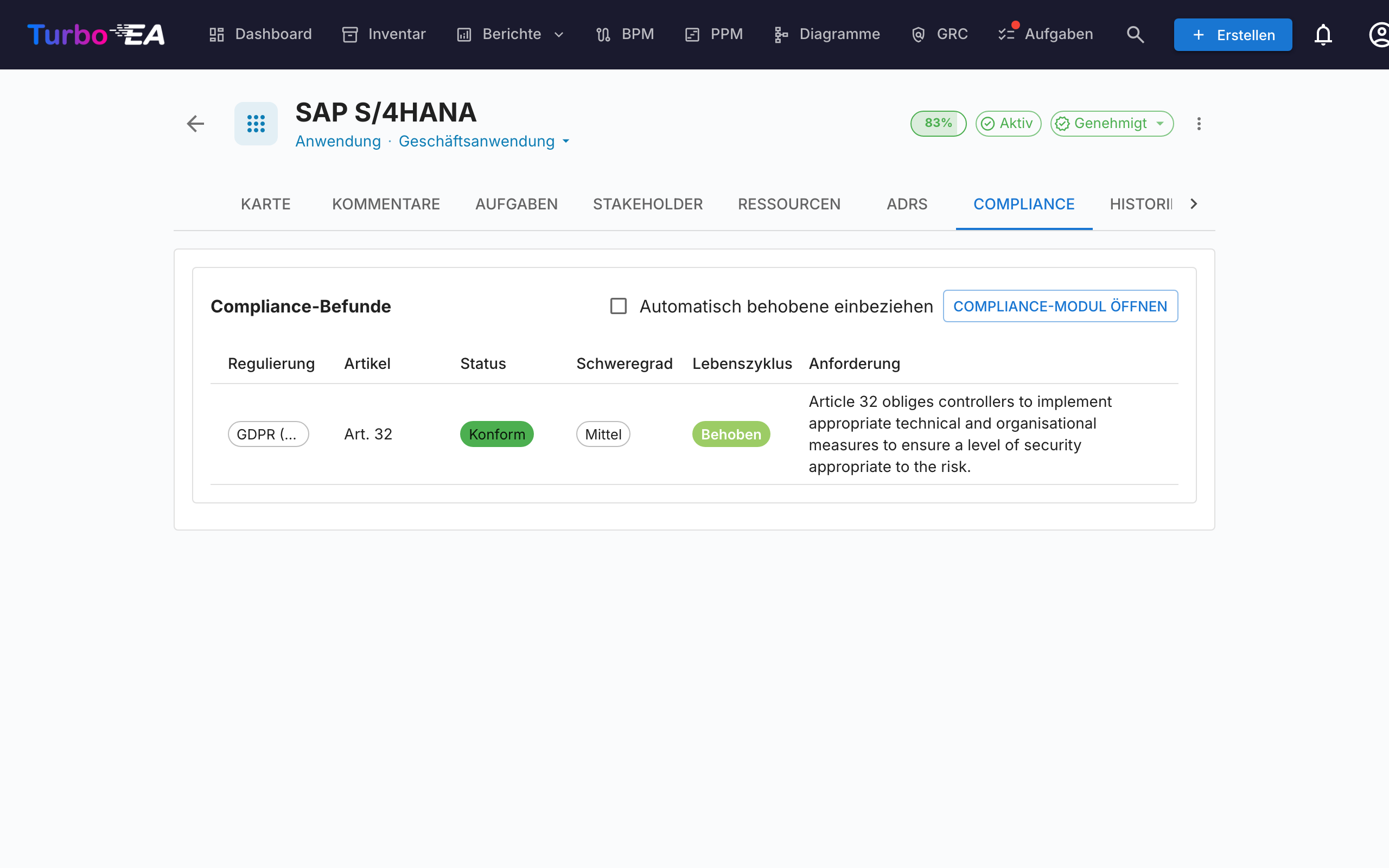 Kartendetail — Compliance-Reiter