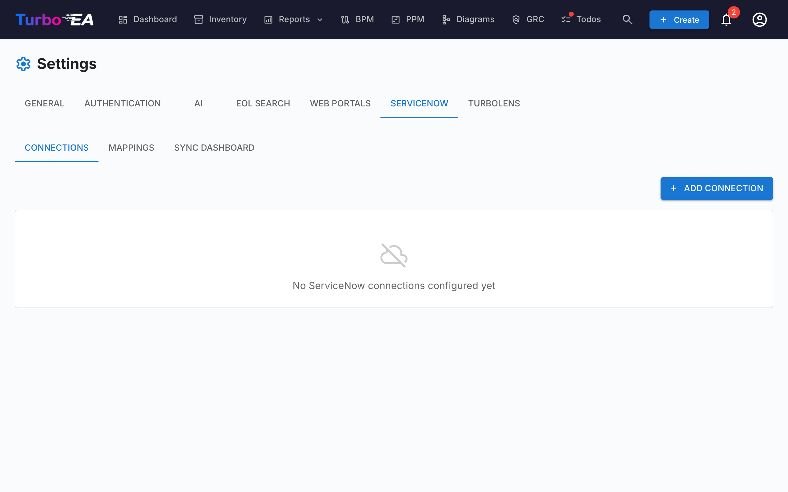 ServiceNow-integrationsindstillinger
