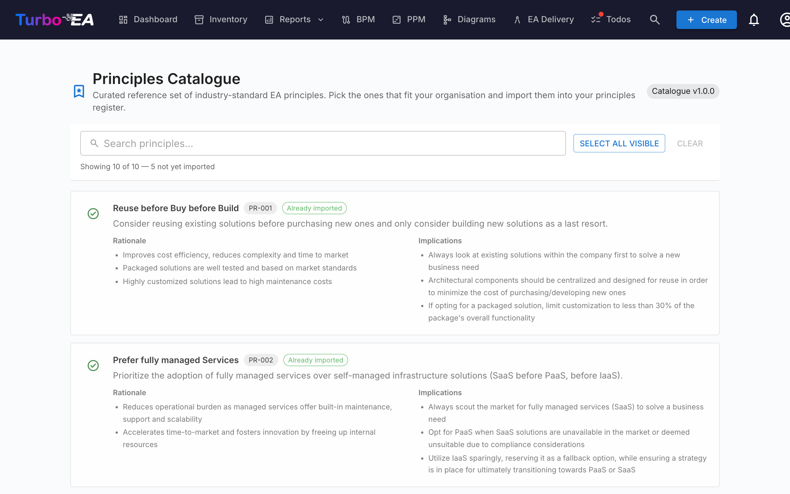 Principles Catalogue