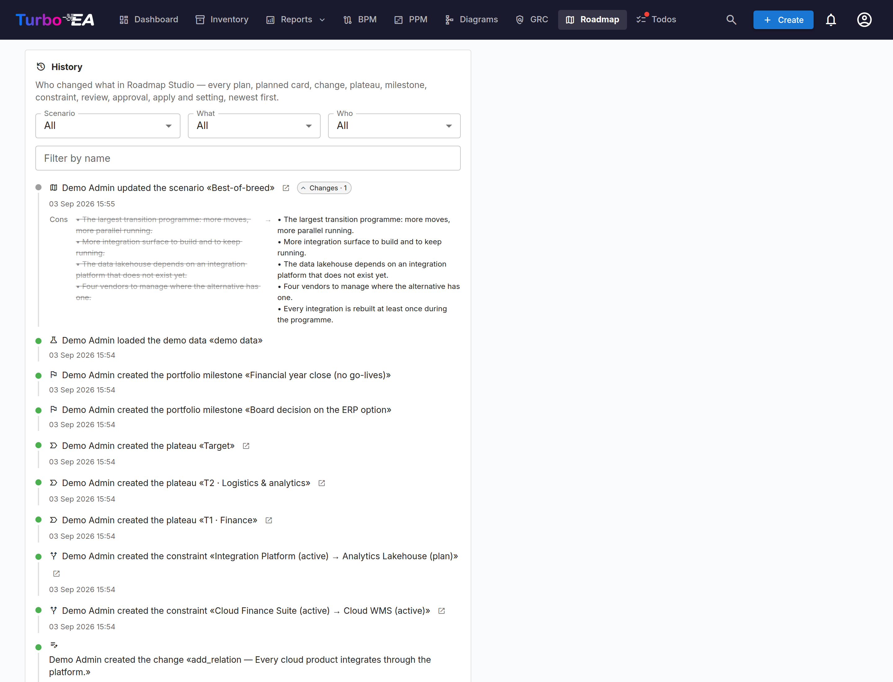 Configuración e historial de actividad