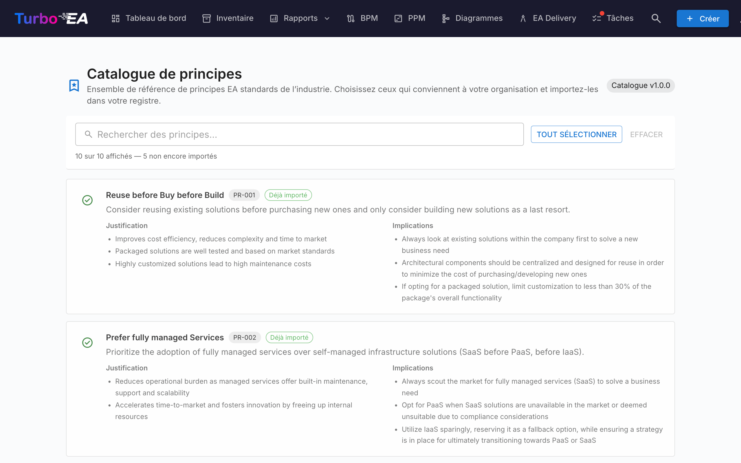 Catalogue de principes