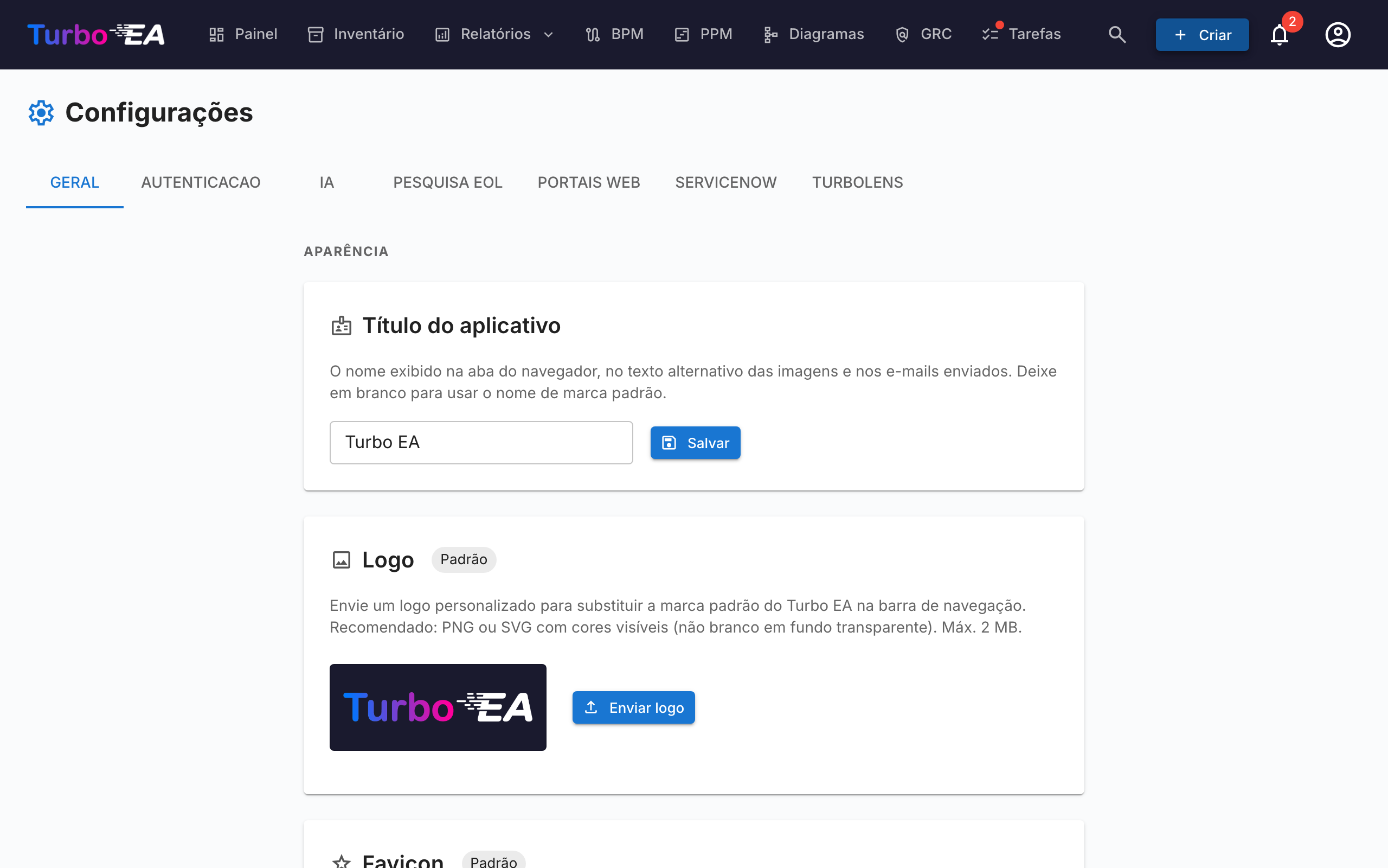 Configurações gerais